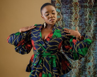 African Print Peplum Top - Etsy