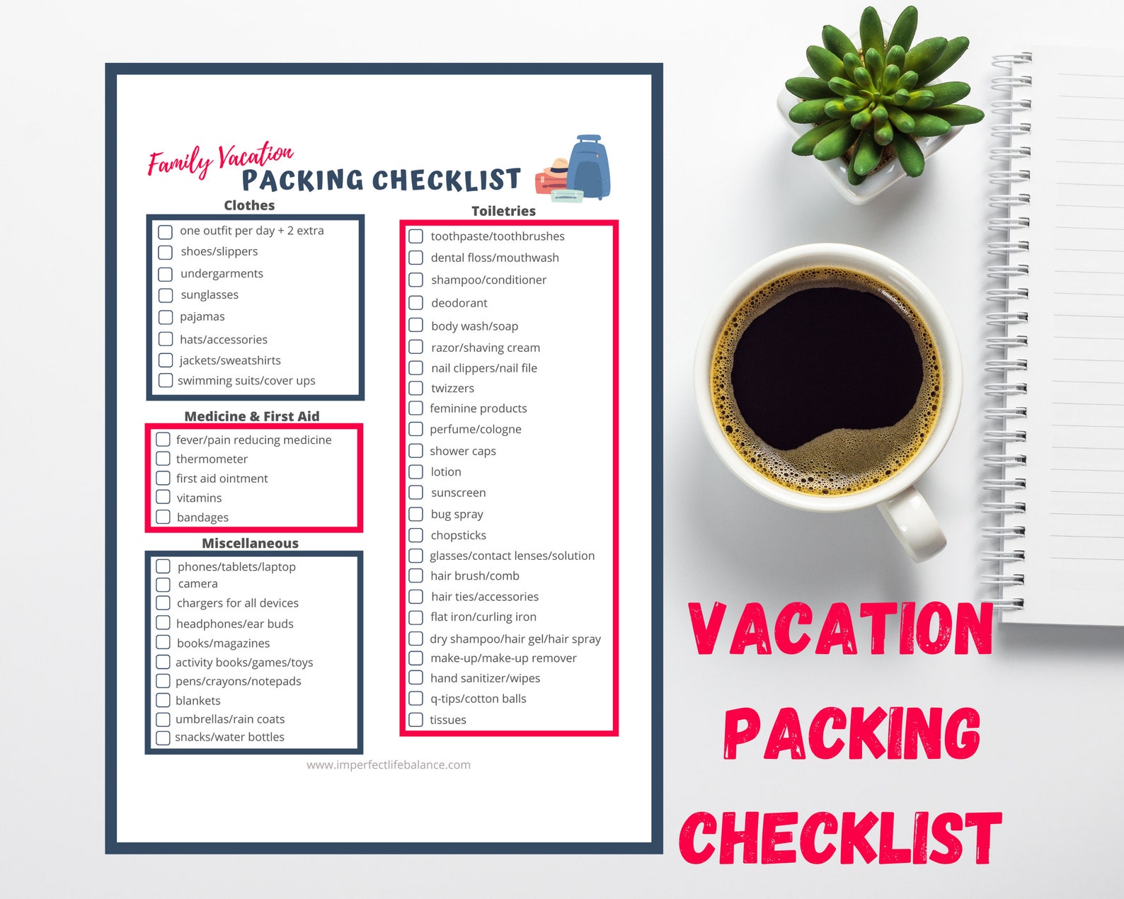 Printable Travel Packing List Vacation Prep Checklist | Etsy