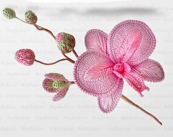 Pink Crochet Orchid Pattern: Phalaenopsis Flower Bouquet (PDF Pattern)