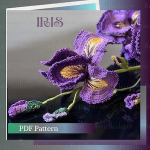 Wzór szydełkowy na fioletowe irysy płomieniste: samouczek na kwiat amigurumi (wzór w formacie PDF)