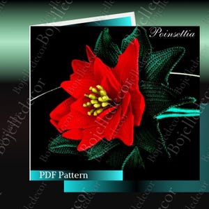 ポインセチアのかぎ針編みパターンスキーム PDF かぎ針編みの赤い花のあみぐるみチュートリアル デジタルダウンロード