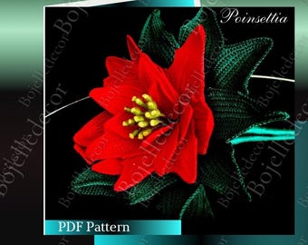 POINSETTIA haakpatroonschema PDF Gehaakte rode bloem amigurumi-zelfstudie Digitale download