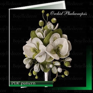 Wzór na szydełkową białą orchideę: Bukiet z Phalaenopsis DIY (wzór PDF)