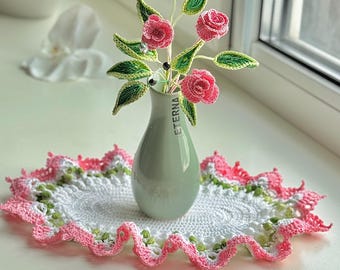 Servilletas hechas a mano, encaje de ganchillo, decoración hecha a mano, hilo de algodón.