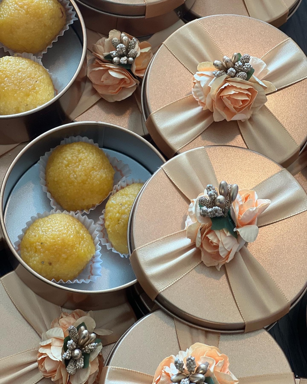 Favor Boxes Gold Tin Boxes Mithai Favor Boxes Wedding Return Favors