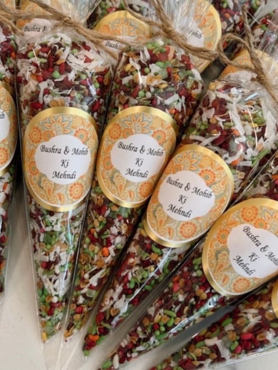Personalized Saunf Cones, Indian Wedding Favor, Mehndi Decoration