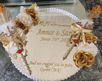 Nikkah tray | Nikkah gifts | Nikkah Sign|Nikkah pens| Islamic gifts |Qabool Hai| wedding Ring Holder|Nikkah Decoration| Wedding Sign