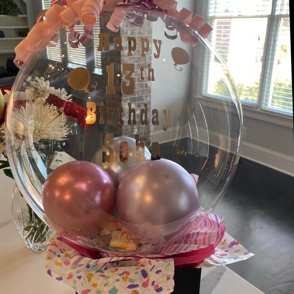 Personalized Balloon Baskets | Birthday gifts | wedding gifts | Bouquet | stuffed balloon| Mother’s Day|wedding gifts |bridesmaid balloon