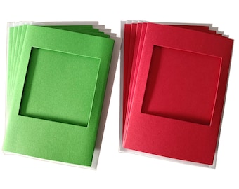 A6 6x4" Tri-Fold Card Blanks with 3.1" Square Aperture: 5 Pack Christmas Red & Green