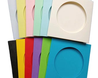 4" 10.5cm Square Tri-Fold Card Blanks 3" 7.5cm Circle Aperture: 5 Pack 19 Colours