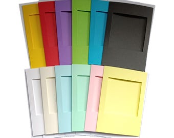 A6 6x4" Tri-Fold Card Blanks with 3.1" Square Aperture: 5 Pack in 19 Colours