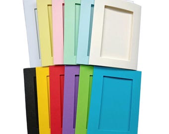 4.5x3.5" Small Tri-Fold Card Blanks with 3.4x2.1" Rectangle Aperture: 5 Pack in 14 Colours
