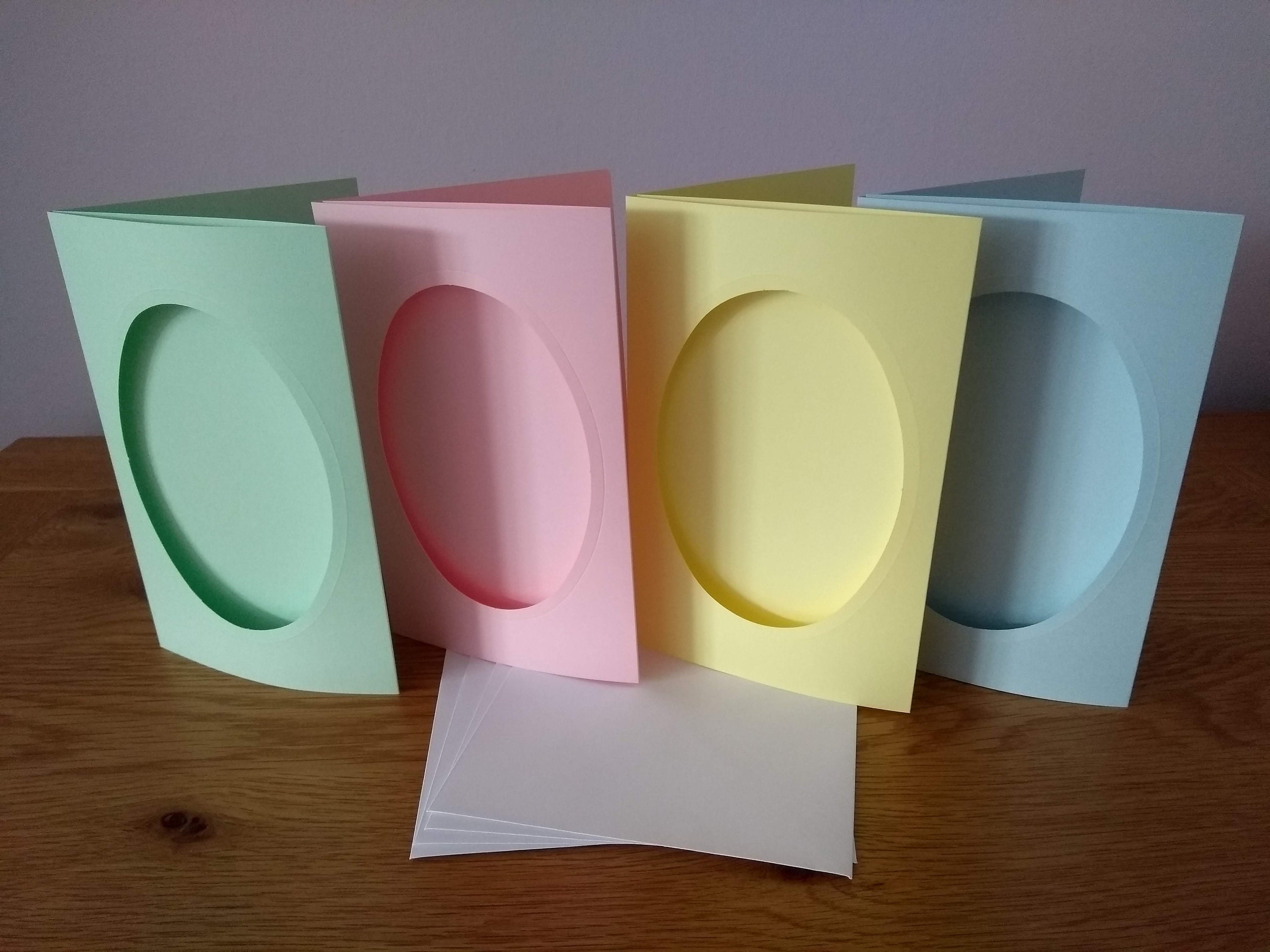 Oval Aperture Tri Fold Cards With Envelopes Pastel Blue Etsy