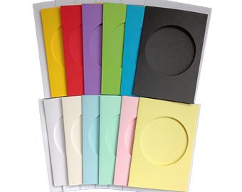 A6 6x4" Tri-Fold Card Blanks with 3.25" Circle Round Aperture: 5 Pack, 19 Colours