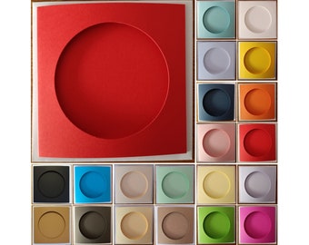 4.75" 12cm Square Tri-Fold Card Blanks 3.5" 9cm Circle Aperture: 5 Pack Various Colours