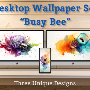 Bumblebee Floral - Arte minimalista astratta colorata come sfondi per desktop per Mac, Windows, iPhone e schermi Android