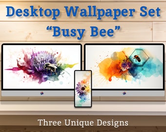 Bumblebee Floral - Colorful Abstract Minimalist Art as Desktop Wallpaper Backgrounds for Mac, Windows, iPhone & Android Screens