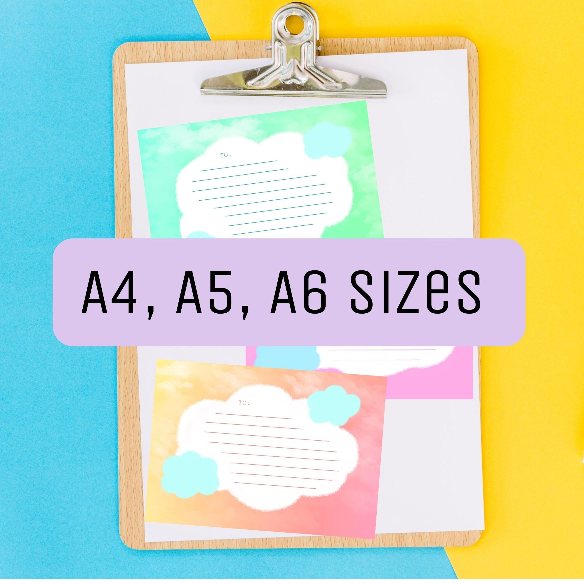 Printable Cute Letter Paper set of 3 Lovely cloud design Etsy