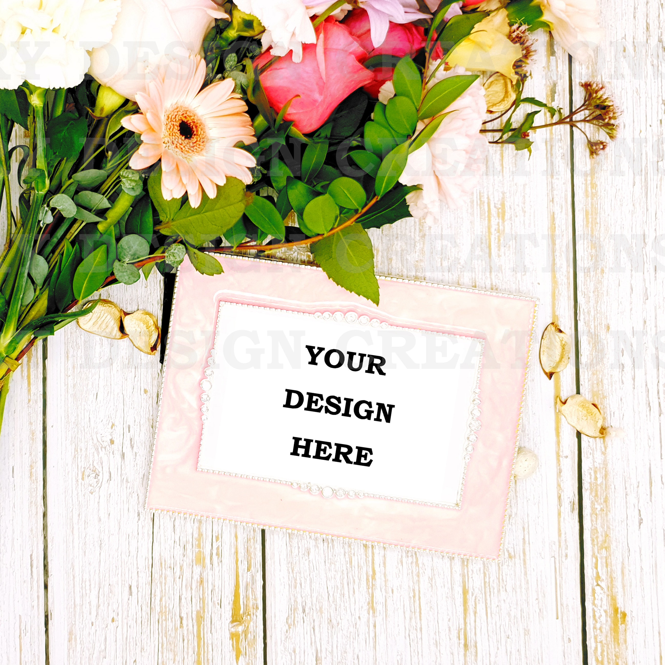 Download Flower Bouquet and Wood Frame Mockup Photoshop with Smart | Etsy