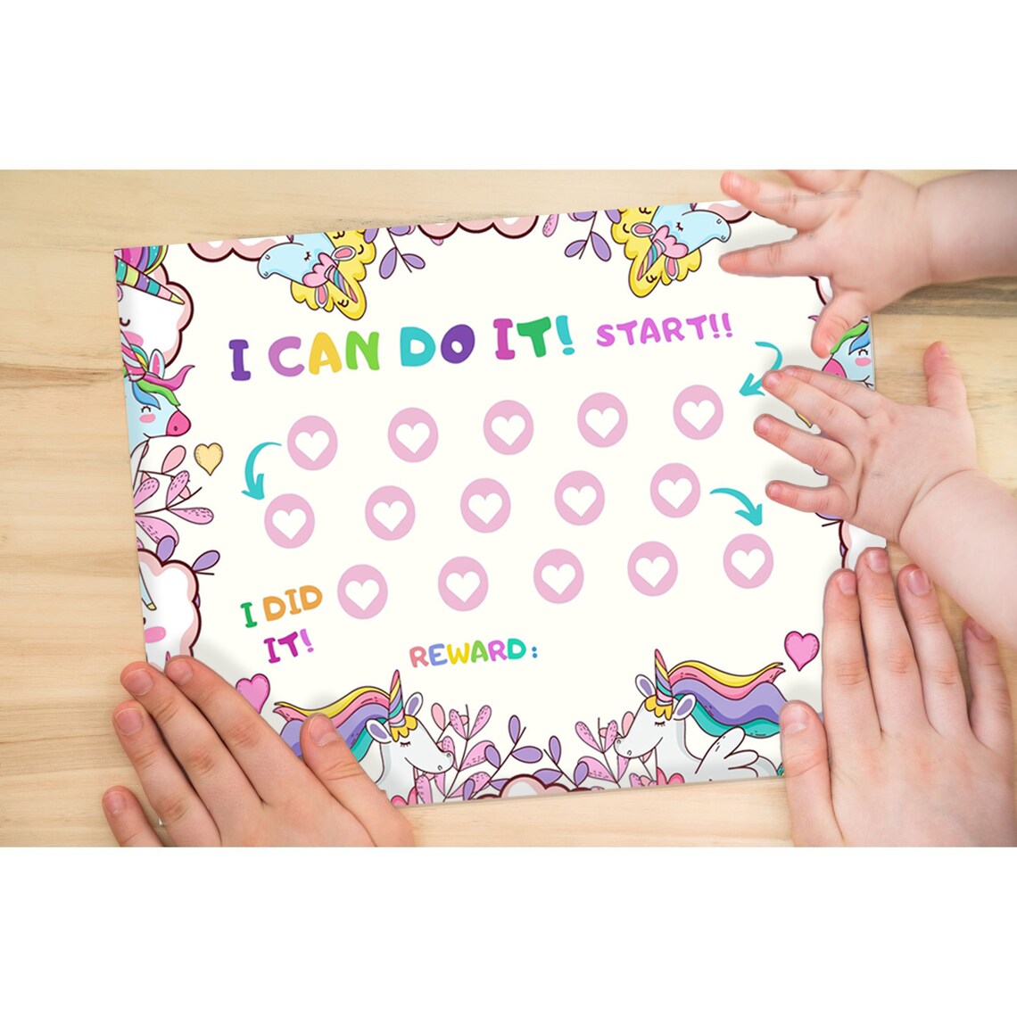 unicorn printable reward chart for kids pink unicorn chore etsy