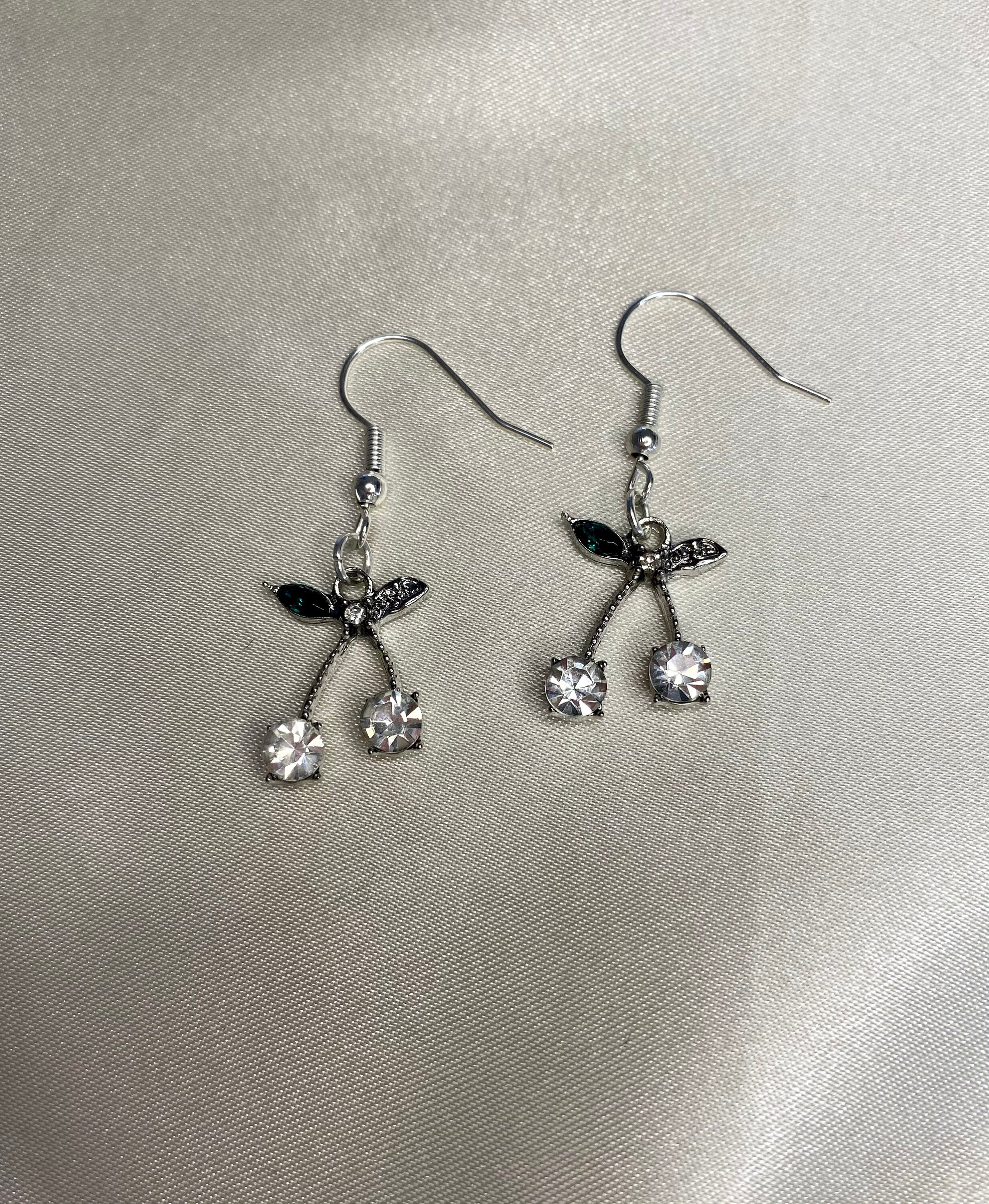Silver cherry earrings Clearance