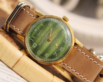 Montre soviétique "Zim" OLYMPIC Vintage watch, Cadeau pour homme, montre URSS, montre soviétique, Boyfriend Gift | Rayon plaqué or | montre verte