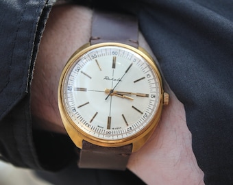 Watch Raketa AU Gold Plated Mechanical Working Old Watch USSR