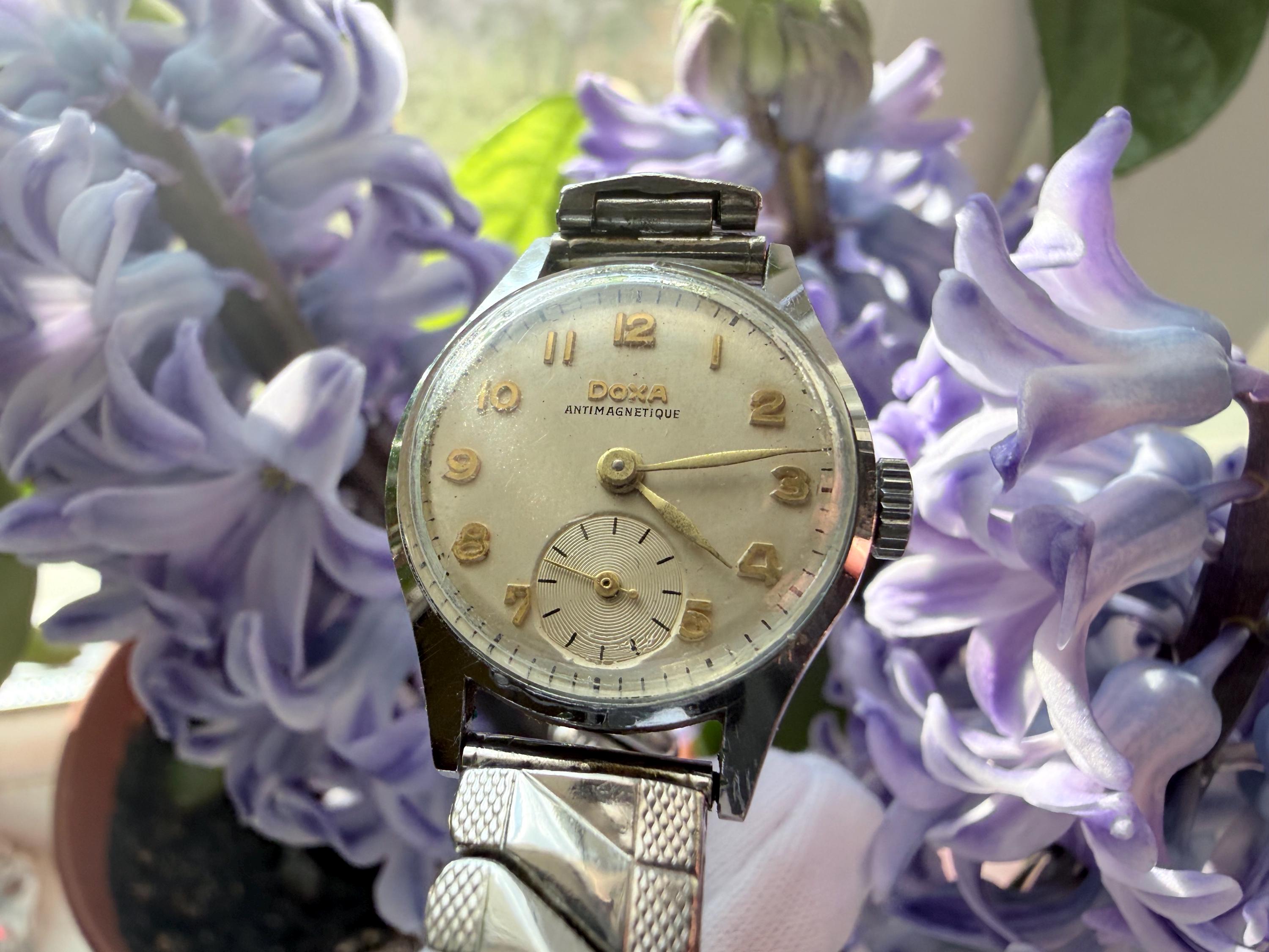 メンズ DOXA 手巻き 腕時計 箱とタグ付き スイス製 1950年代頃 
