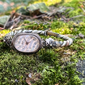 Vintage watch &quot;Luch&quot; with an old bracelet, ladies watch Luch, Ladies mechanical watch with a red bracelet, Antique bracelet.