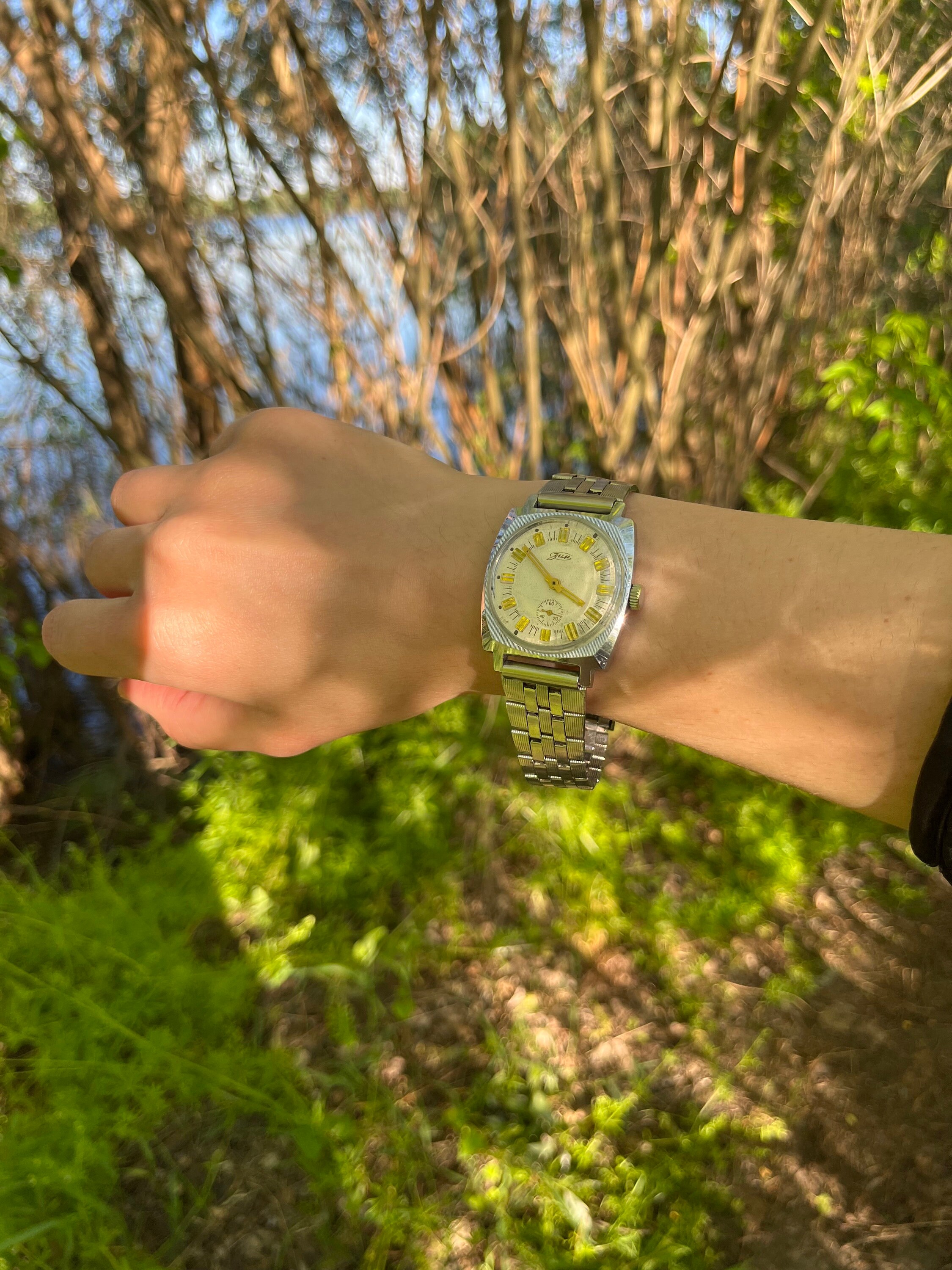 Montre Mécanique Vintage Zim Pobeda 1955 - 15 Rubis, Cadran Multicolore, Bracelet Bund Neuf, Modèle 2603