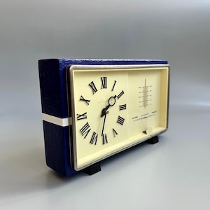 Vintage Mayak USSR Desk Clock Barometer Hygrometer Thermometer Wooden Mantel Clock Soviet Retro Weather Station 1970s