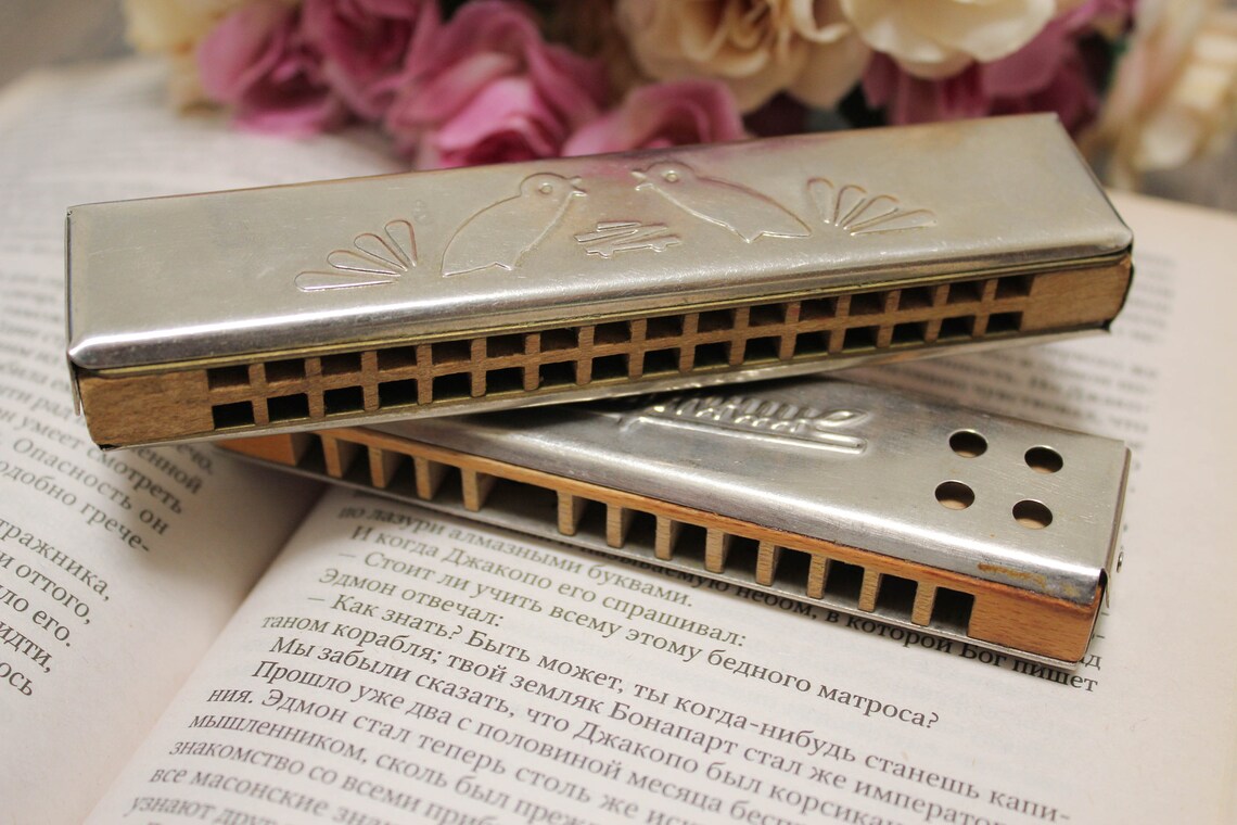 OLD VINTAGE HARMONICAS 2 pieces Wooden Harmonica / Soviet Etsy