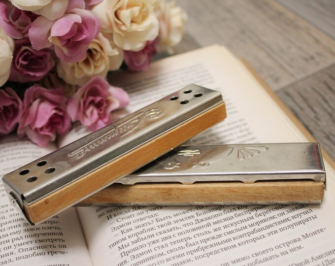 OLD VINTAGE HARMONICAS 2 Pieces Wooden Harmonica / Soviet Vintage