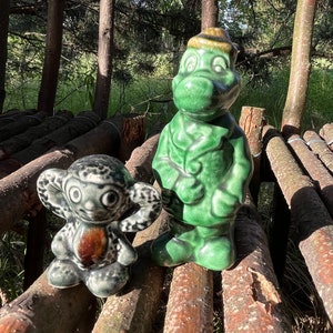 Statuetta in ceramica sovietica di Cheburashka e coccodrillo Gena, statuetta di Cheburashka, figura vintage di Cheburashka, giocattolo di Cheburashka, チェブラーシカ, Chebu