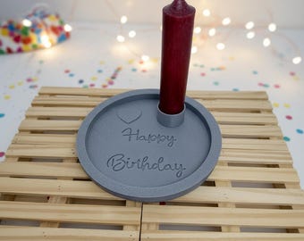 3D Print File Birthday STL | Happy Birthday Decorative Tray with Candle Holder | Digital 3D Print File | STL File DIY Decoration