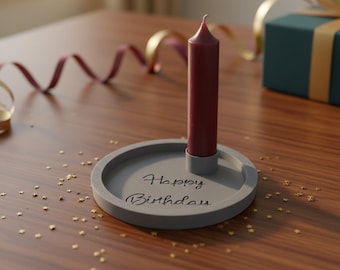 3D Print File Birthday STL | Happy Birthday Decorative Tray with Candle Holder | Digital 3D Print File | STL File DIY Decoration