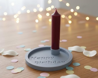 3D Print File Birthday STL | Happy Birthday Decorative Tray with Candle Holder | Digital 3D Print File | STL File DIY Decoration