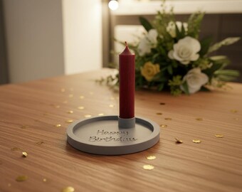 3D Print File Birthday STL | Happy Birthday Decorative Tray with Candle Holder | Digital 3D Print File | STL File DIY Decoration