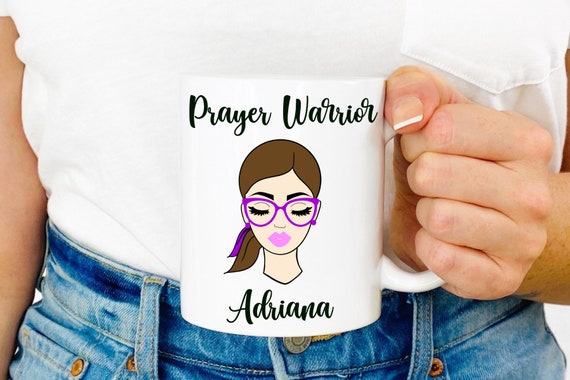 Personalized Christian Mug with Name / Custom Avatar Mug / Prayer Warrior Coffee Cup