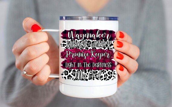 Waymaker Christian Travel Mug, Jesus coffee mug, Way maker Coffee Cup with lid and handle, Christian Travel Mug
