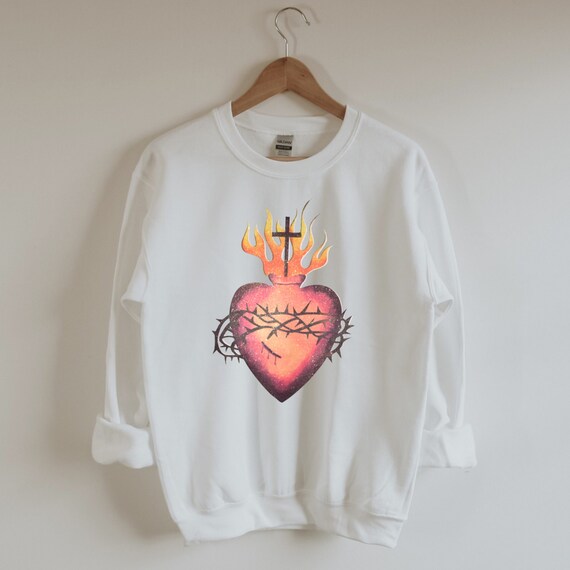 Sacred Heart of Jesus Sweatshirt, Sacred Heart Sweater, Religious Pullover Sweater, Faith based sweatshirt