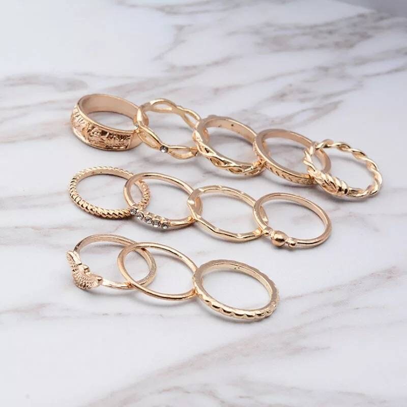 12 pc Gold midi ring set Etsy