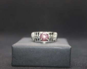 rare Unisex  Star ruby solitaire Ring Size U