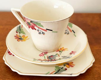 Thomas Hughes & Sons Unicorn Art Deco Trio - Tea Cup, Saucer, Side Plate