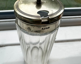 Vintage Tall Glass Mustard Pot with EPNS Silver Lid