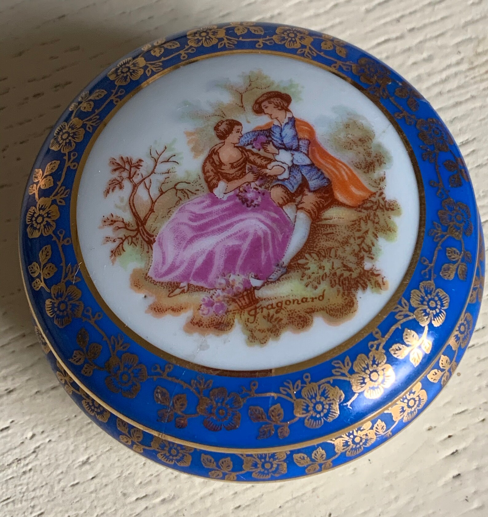 Meissner Limoges Porzellan Deckeldose in Blau und Gold | Etsy