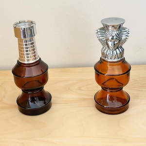 Pair of Vintage Avon &#39;Smart Move&#39; Aftershave Bottles | Chess-Inspired Design – Queen & Rook | Collectible Men&#39;s Grooming Decor
