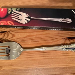 Vintage Silver Plated Serving Fork in Box Made in Hong Kong