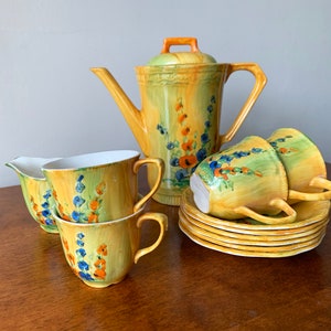 Rare J&G Meakin Sol / Johnson Bros Pareek Art Deco Sunshine Pattern Part Coffee Set