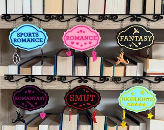 Bücherregal genre Hängeschilder / Geschenk für Buchliebhaber